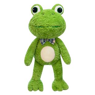 呆萌绿卡通青蛙圆眼蛤蟆女孩搂抱布娃娃安抚治愈系安抚睡觉公仔