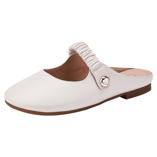 热风浅口单鞋女2026年春季新款配裙子懒人拖百搭女鞋子H24W26109