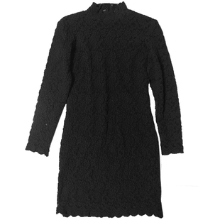 连衣裙秋冬装内搭打底裙黑色蕾丝裙子冬天小黑裙胖mm小香风连衣裙