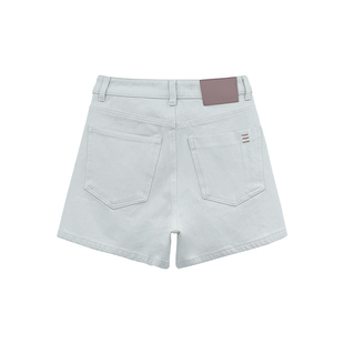 【现货】西草儿6830白色牛仔裤女夏季高腰四面弹显瘦阔腿a字短裤