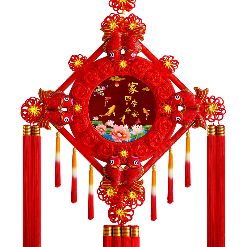 中国结平安结客厅大号新年乔迁新居挂件电视墙对联桃木镇宅挂饰
