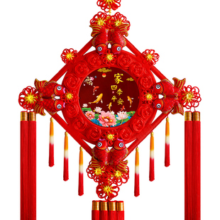 中国结平安结客厅大号新年乔迁新居挂件电视墙对联桃木镇宅挂饰