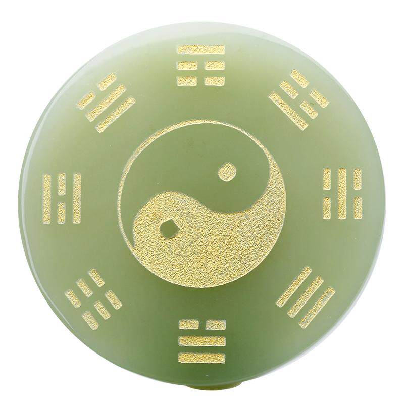 四通腰牌带扣天然太极八卦翠青玉