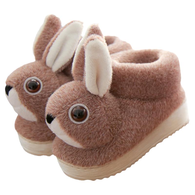 儿童包跟棉拖鞋冬天宝宝男童女童兔子毛毛鞋小孩大童保暖居家棉鞋