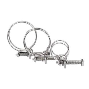 304/201不锈钢双钢丝喉箍管夹燃气管固定器水管钢结构橡胶管卡箍