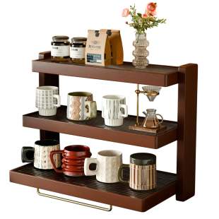 实木杯子置物架咖啡杯茶杯水杯架子咖啡角餐桌台面手办收纳展示架