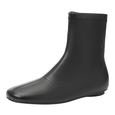 黑色方头复古瘦瘦靴增高显瘦