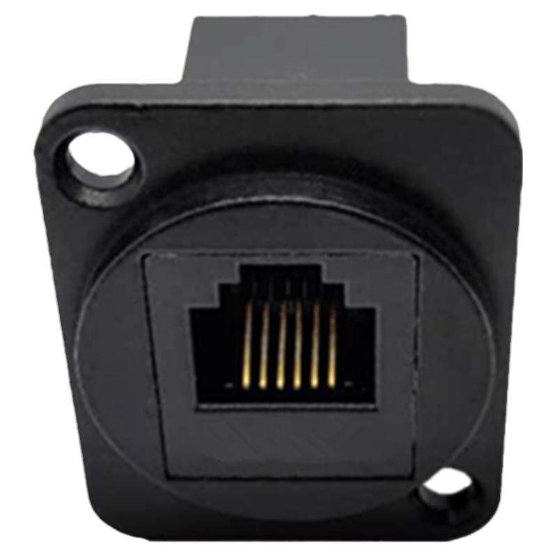 RJ12 6P6C RJ11电话插座 前后双母头 面板固定安装4P4C电话转接头
