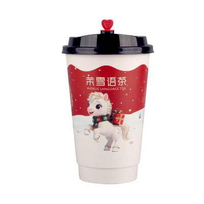 新年马年圣诞节奶茶杯纸杯子商用