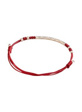 宋传承上岸银手链女竹节红绳