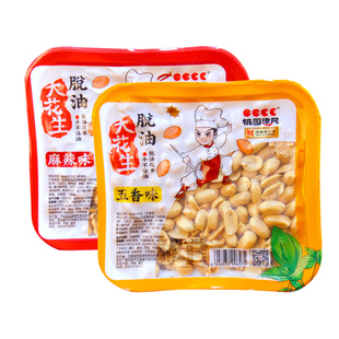 桃园建民脱油大花生五香麻辣下酒菜零食油炸熟花生米200g真空盒装