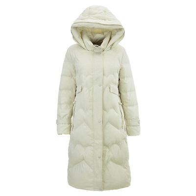 长款连帽修身白鸭绒羽绒服