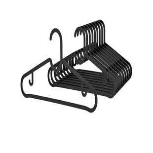 上海宜家埃斯汀衣架10件装塑料黑色挂衣架家用无痕晾衣架国内代购