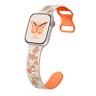 适用苹果手表表带女款applewatch表带硅胶iwatch表带女士ultra3新款s11运动s10代8/9/7/6腕带46mm42可爱卡通5