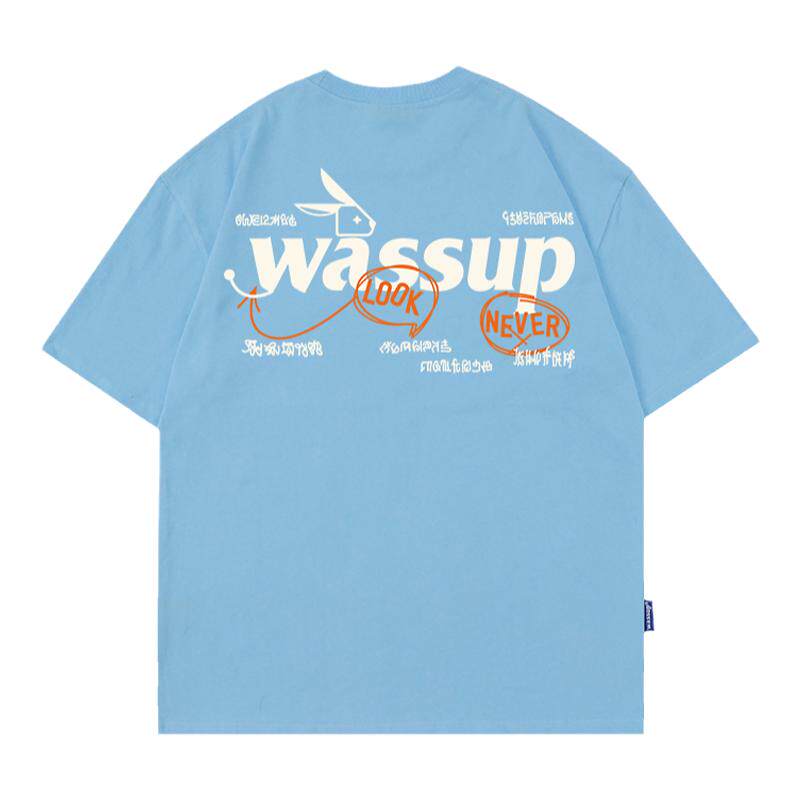 wassup兔子字母印花短袖t恤