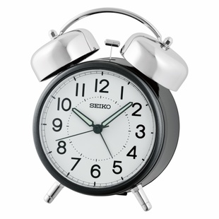 SEIKO日本精工静音床头夜光金属闹钟简约创意学生卧室儿童QHK035