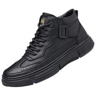 男鞋2025新款秋冬运动休闲高帮鞋子软底防滑皮鞋男款真皮马丁靴男