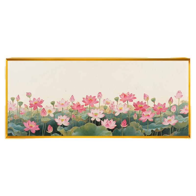 现代风荷叶莲花风景满绣十字绣横板客厅大气氛围感精准印花全绣