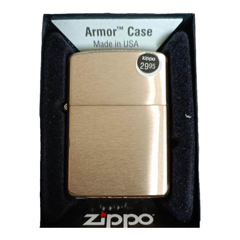 包邮全新正品Zippo芝宝21年美版168纯铜拉丝加厚盔甲光板油打火机