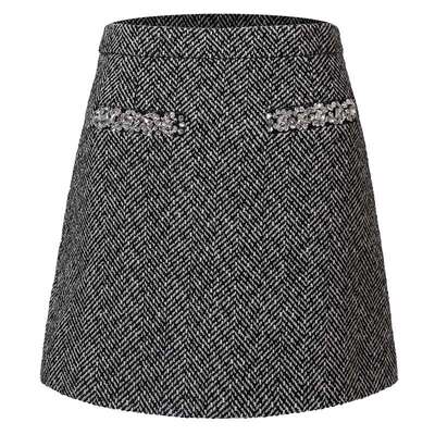 扬芬缇2024冬季小香风钻链半身裙