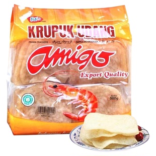 印尼进口 亚米高虾味木薯片*500g 阿米戈油炸大虾片自己炸龙虾片