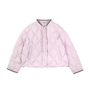 LLANO贝壳绣系带短款羽绒服90白鸭绒可爱短款女保暖外套冬季新品