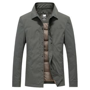 白鹅绒轻薄夹克外套秋冬季新款商务休闲通勤行政保暖翻领羽绒服男