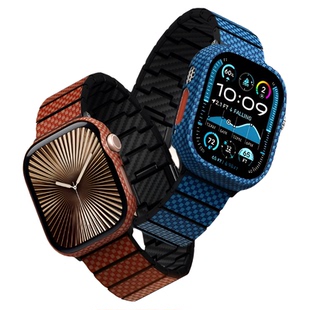 PITAKA凯夫拉芳纶纤维手表壳600D日落月升适用苹果Apple Watch Ultra2/s11/10/9轻薄防摔保护壳42/46/49mm