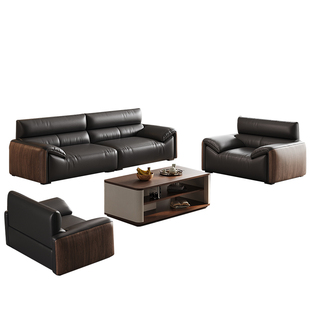 办公室沙发简约现代商务会客厅酒店接待高档办公沙发茶几组合真皮