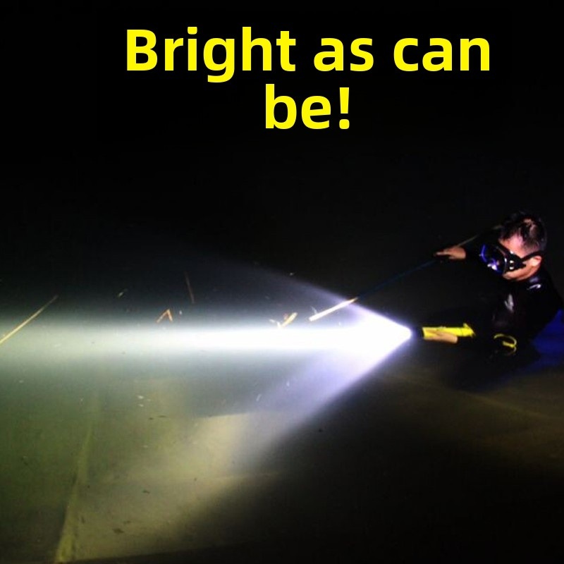 星普达A8专业潜水手电筒户外防水LED充电水下强光超亮黄光T6赶海