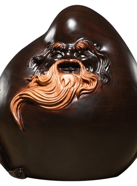 黑檀木雕寿桃老寿星公摆件