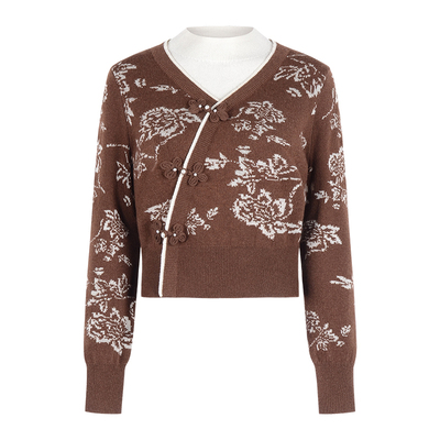 固执新中式假两件长袖毛衣女装