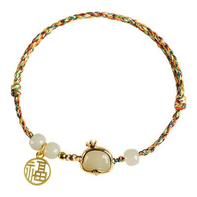 若慕和田玉玉蛇手链本命年五彩绳