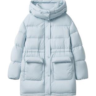 播 bo 商场同款中长款休闲宽松24冬连帽领羽绒服女BDR4RD2518