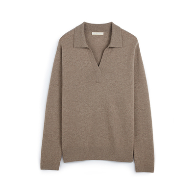 GOBI休闲舒适羊绒女V领翻领上衣