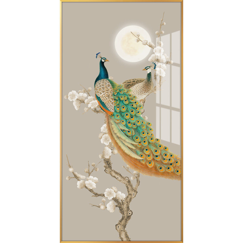 招财孔雀新中式玄关走廊简约挂画