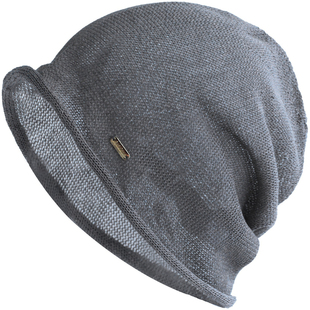 2025新款针织堆堆帽女夏亚麻透气贵妇级套头帽秋季宽松版包头冷帽