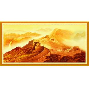 金色万里长城靠山图贴纸客厅装饰画背景墙贴画山水画墙纸自粘壁画