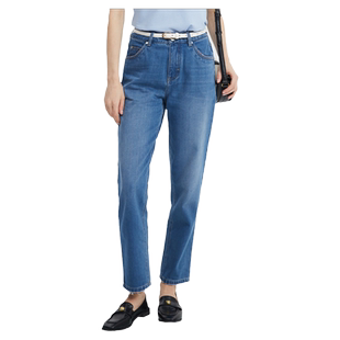 波顿2025春夏新款女士宽松浅蓝色牛仔裤直筒中高腰显瘦