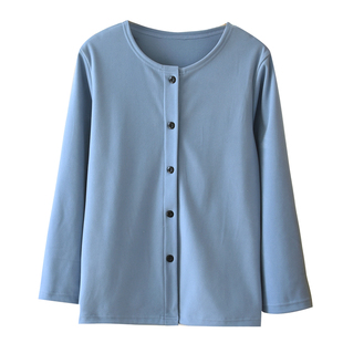 秋冬季海豚绒保暖女上衣加厚磨毛家居服德绒睡衣单件上衣宽松大码