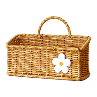 姜蒜收纳筐仿藤编织挂篮厨房生姜蒜头大葱鸡蛋杂物收纳盒壁挂花篮