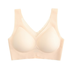 新一步无痕凉感薄纱内衣女士背心式宽肩带高侧比收拢副乳透气文胸