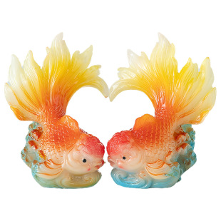 心形金鱼变色茶宠小摆件精品可养茶玩高档茶台装饰茶桌上的茶具