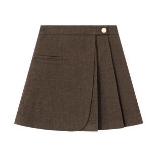 Even一雯【文学系学姐半裙】韩系高智秋冬咖色精致设计感百搭半裙