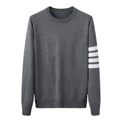 棉混纺圆领套头打底衫条纹tb针织