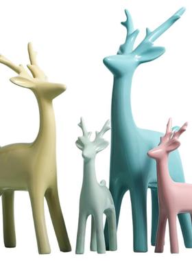 圣诞麋鹿陶瓷装饰品创意酒柜摆件