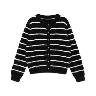 水貂绒毛衣开衫女宽松针织外套