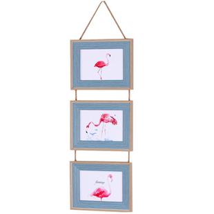 创意欧式三连相框 复古麻绳挂墙组合照片墙5寸6寸7寸装饰相框定制