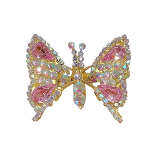 儿童会动的蝴蝶发夹发卡水钻会飞的可爱头饰夹子侧边夹碎发刘海夹