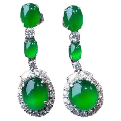 925纯银阳绿镶嵌百搭送朋友耳钉